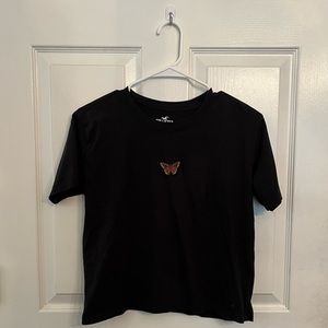 Hollister Black Butterfly Baby Tee